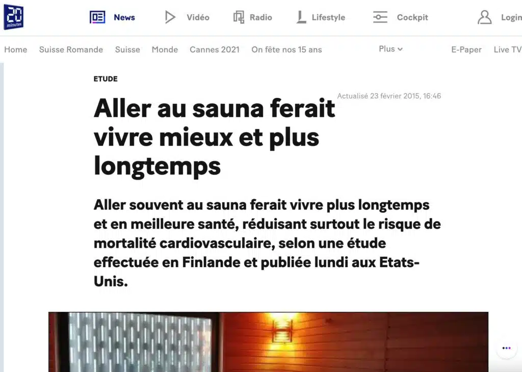 Le sauna permet de vivre plus longtemps