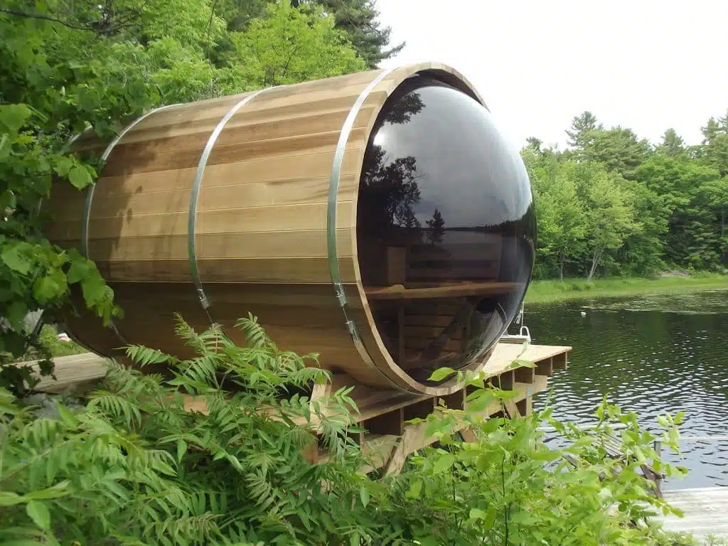 Sauna extérieur panoramique en cèdre du Canada