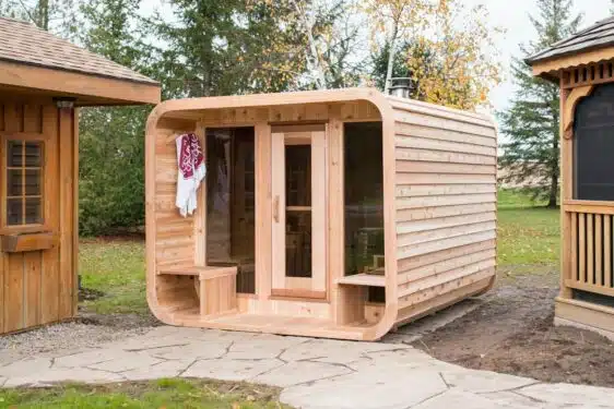 Sauna finlandais Luna avec porche jpg