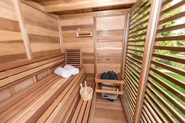 Sauna exterieur Leisure Purecube interieur