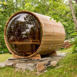 sauna extérieur panoramique en cèdre canada