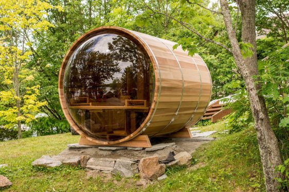 sauna extérieur panoramique en cèdre canada