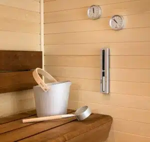 intérieur de sauna en bois