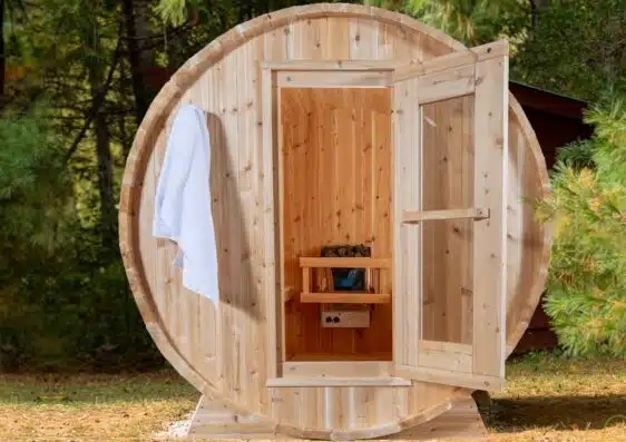 Sauna tonneau cèdre blanc intérieur