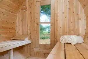 Sauna tonneau en cèdre blanc