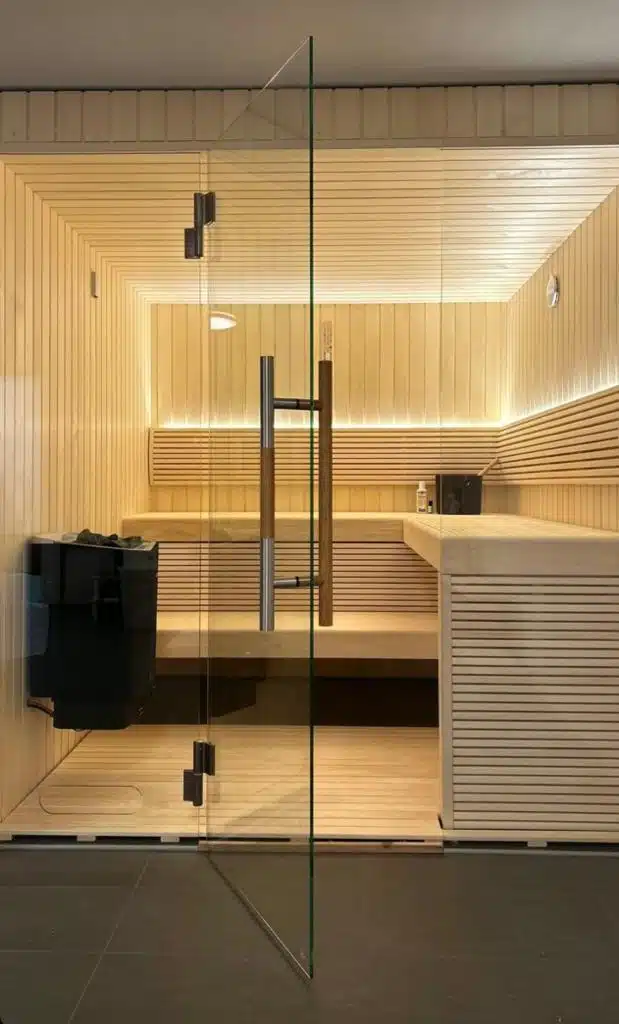 Sauna paroi en verre