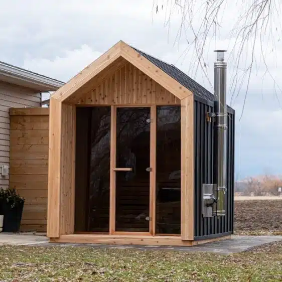 Sauna extérieur en cèdre rouge pure cube hudson