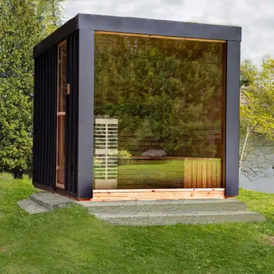 sauna extérieur en cèdre pure cube neptune